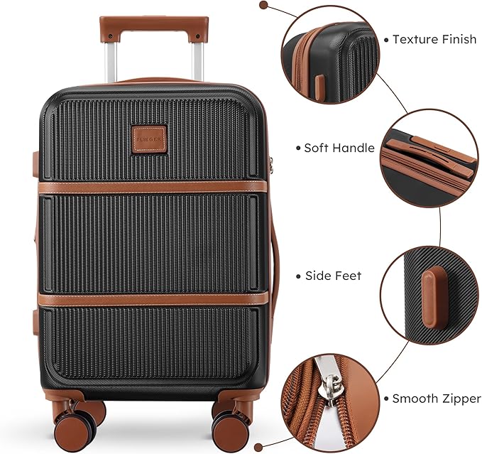 Suitour Expandable 4-Piece Luggage Set (14" 19" 23" 27") ABS Hardside Suitcase Sets with Spinner Wheels Checked Luggage Travel Suitcase