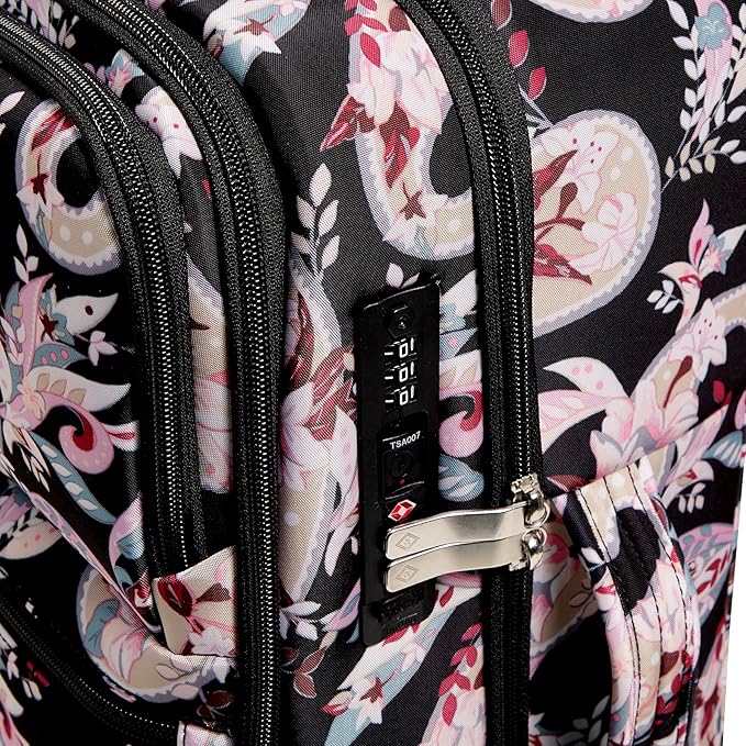 Softside Rolling Suitcase Luggage, Botanical Paisley, 22" Carry On