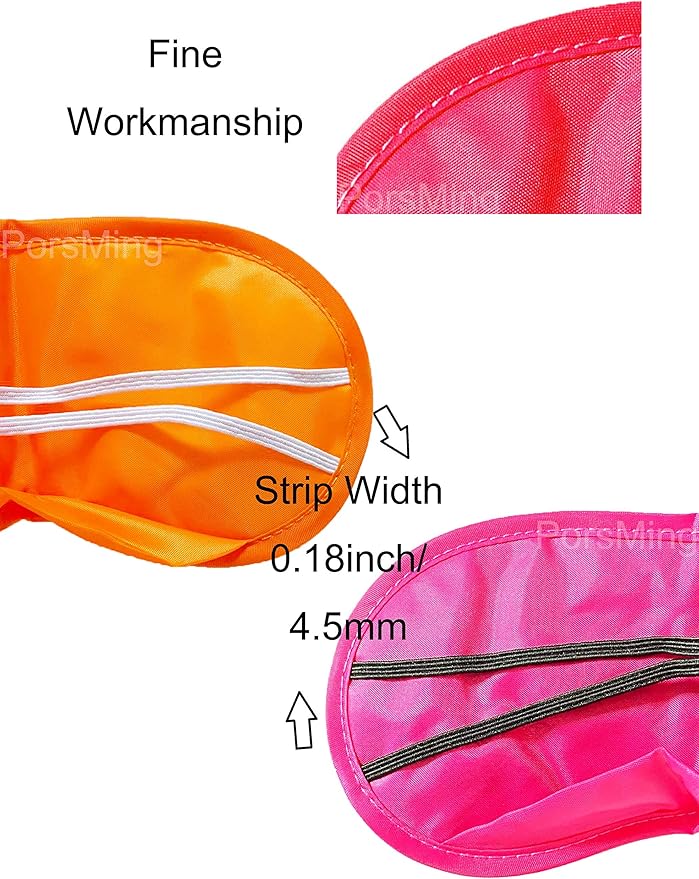 Eye Mask Sleep Masks Pack of 144 PorsMing Sleeping Mask Blindfold Eye Cover Team Building Games Party with Nose Pad and Adjustable Strap for Women Men Kids 4 Layers Colors (18 Color 144 Pieces)