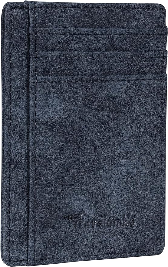 Travelambo Slim Wallet Front Pocket Minimalist Leather RFID Blocking Medium Size