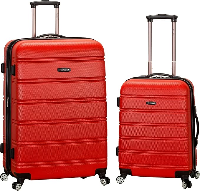 Rockland Melbourne Hardside Expandable Spinner Wheel Luggage, RED, 2 Piece (20"/28")