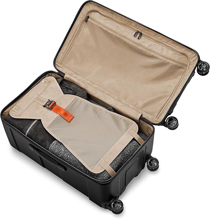 Briggs & Riley 28" Medium Trunk Spinner - Checked Luggage for Travel, Suitcases with Wheels, Hardside Rolling Bag for Men & Women, Self-Repairing Zipper - Torq Collection, Stealth Black