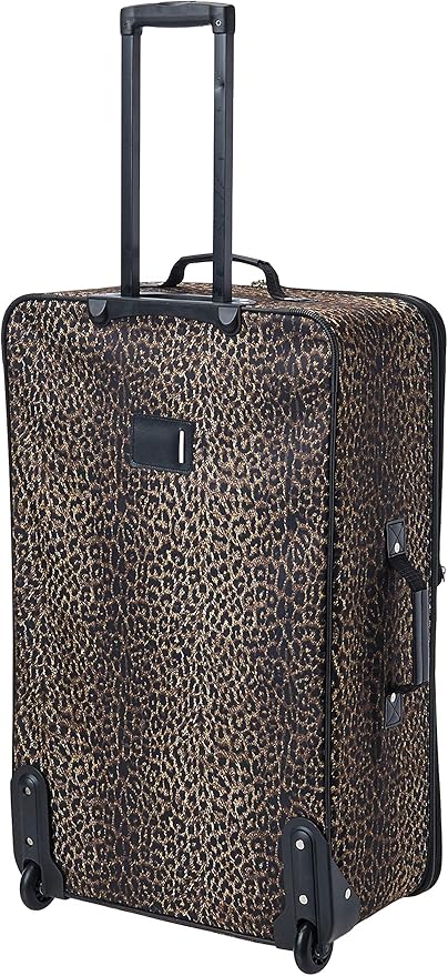 Rockland Jungle Softside Upright Luggage Set, Leopard, 4-Piece Set (14/19/24/28)