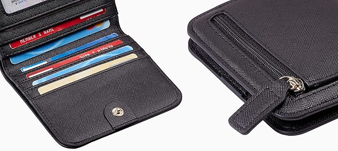 Toughergun Women’s Small Slim Leather Wallet with RFID Protection, Compact Bifold Mini Purse with Clear ID Window
