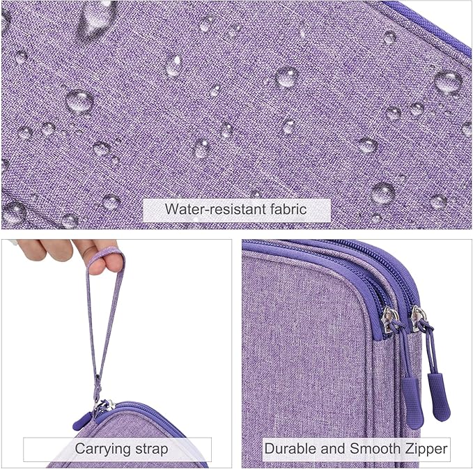 FYY Electronic Organizer, Travel Cable Organizer Bag Pouch Electronic Accessories Carry Case Portable Waterproof Double Layers Storage Bag for Cable, Cord, Charger, Phone, Medium Size, Dark Purple