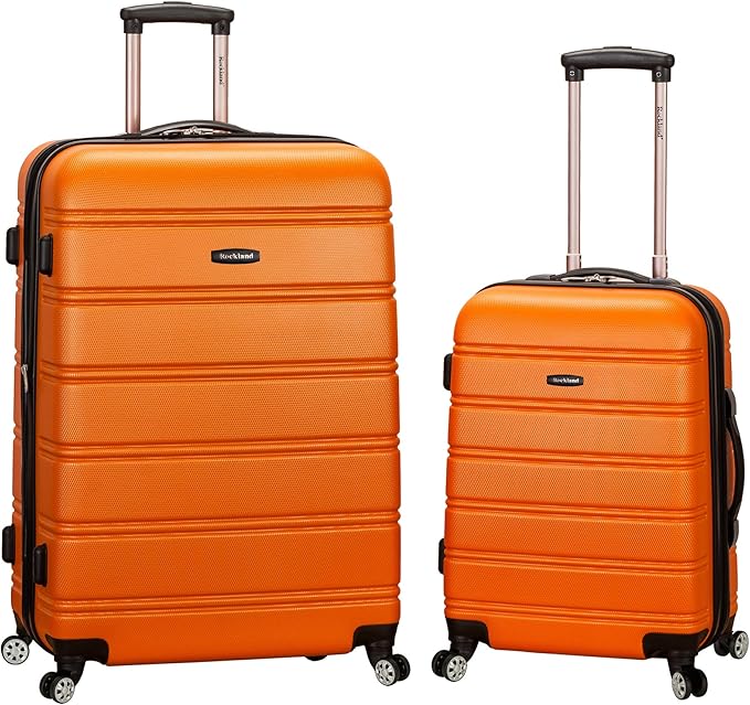 Rockland Melbourne Hardside Expandable Spinner Wheel Luggage, Orange, 2 Piece (20"/28")