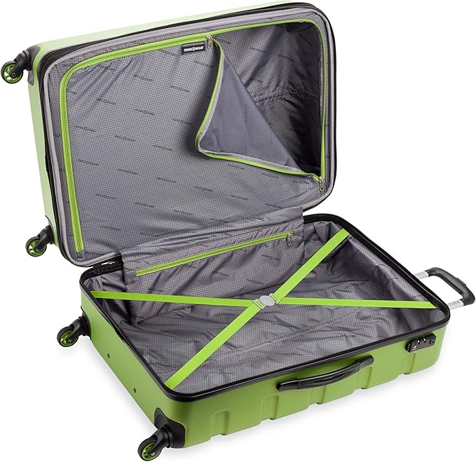 SwissGear 7366 Signature Hardside Expandable Luggage with Spinner Wheels, TSA Lock, Cup-Holder, Green, 3-Piece Set (19/23/27)