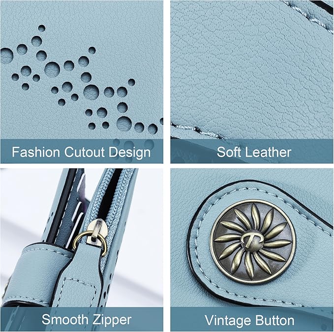 Tipmile Small Wallet for Women Bifold RFID Blocking Card Holder Leather Wallets with Zipper Coin Pocket