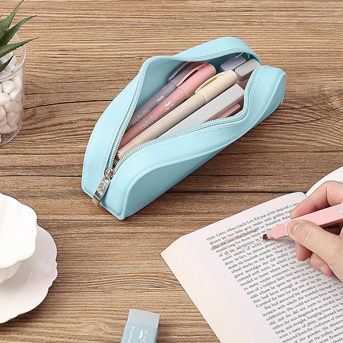 Mr. Pen- Silicone Pencil Case, Light Blue Pencil Pouch Aesthetic, Pencil Bag, Makeup Pouch
