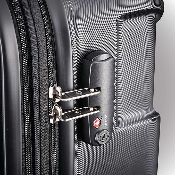 Samsonite Centric Hardside Expandable Luggage with Spinner Wheels, Black, Checked-Large 28-Inch