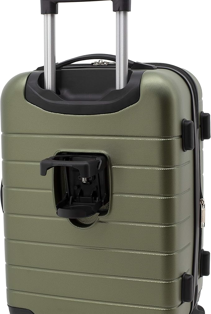 Wrangler Smart Spinner Hardside Luggage, 22-Inch Carry-On, Olive Green