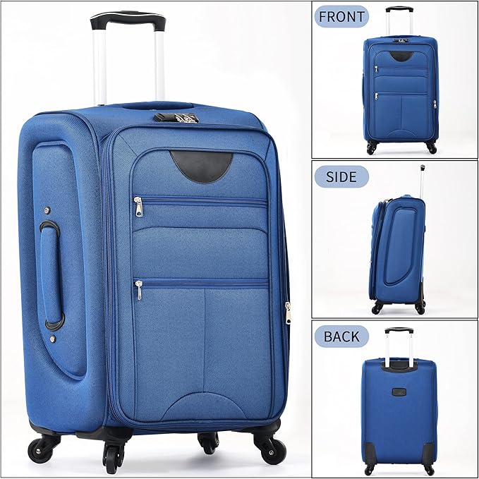 Merax Softside Luggage Set, Travel Suitcase Expandable Lightweight, 3 Piece Luggage Sets with Spinner Wheels 22" 26" 30" Suitcase with TSA Lock (Navy Blue)