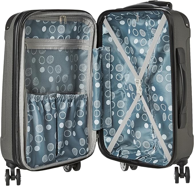 Rockland London Hardside Spinner Wheel Luggage, Grey, Carry-On 20-Inch