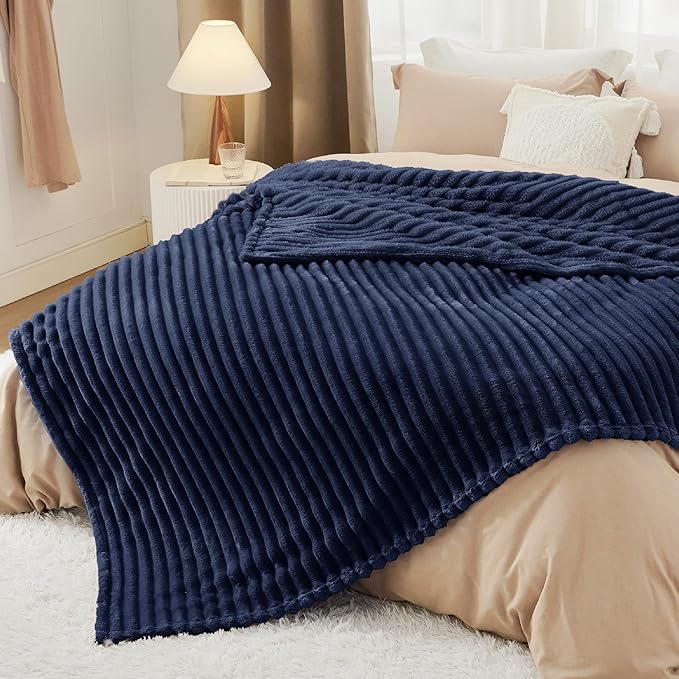 Bedsure GentleSoft Navy Blue California King Size Blanket for Couch - Cozy Soft Blankets for Women, Cute Small Fleece Throws for Girls, Birthday Gifts for Women, Navy, 102x96 Inches