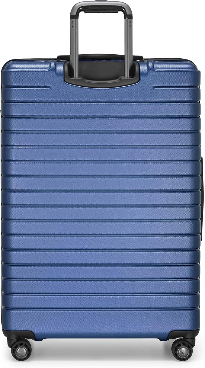 Traveler's Choice Archer Polycarbonate Hardside Spinner Luggage Set,Tie Down Straps, Blue, Checked 29-Inch