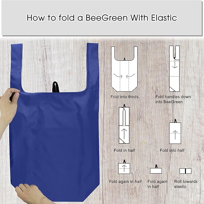 BeeGreen Reusable Shopping Bags with Handles - 12 Pack Foldable Polyester Tote Bags Bulk with Zipper Pouch, Travel Tote Cloth Bag for Women Holiday Beach, Washable Reusable Gift Bag for Groceries