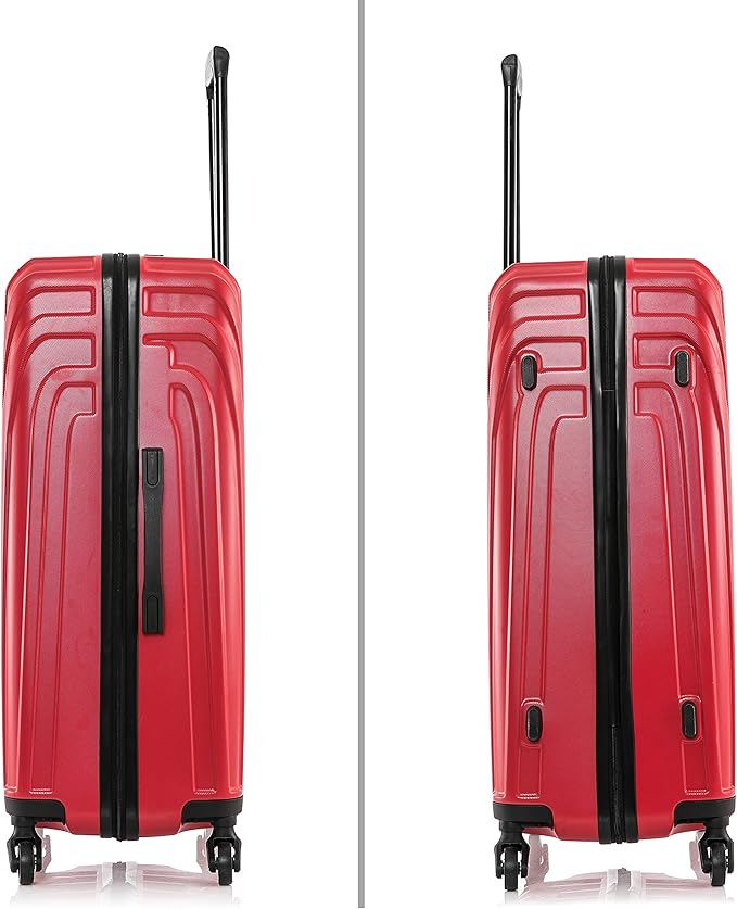 InUSA VASTY Luggage with Spinner Wheels | Durable Lightweight Hardside Suitcase, Travel Bag with Handle and Trolley, 28-Inch Large Checked Luggage | Red