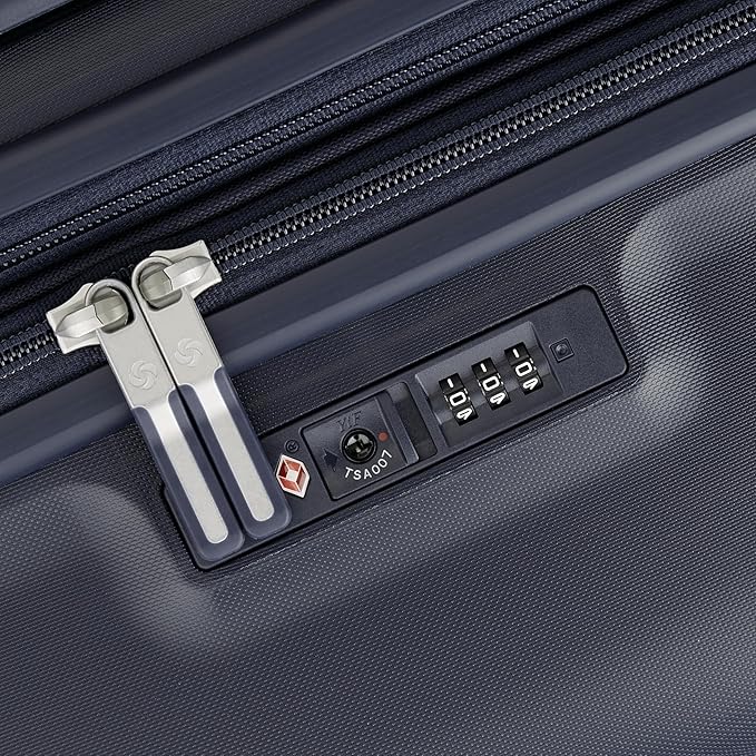 Samsonite Elevation Plus - Large Hardside Luggage - Scratch Resistant Polypropylene Shell, RightHeight™ Adjustable Handle, Integrated AirTag Holder, TSA Lock, WetPak™ Compartment - Midnight Blue