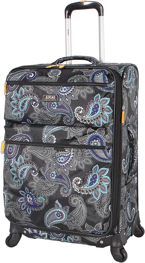 LUCAS Designer Luggage Collection - Expandable 24 Inch Softside Bag - Durable Mid-sized Ultra Lightweight Checked Suitcase with 4-Rolling Spinner Wheels (Diva)