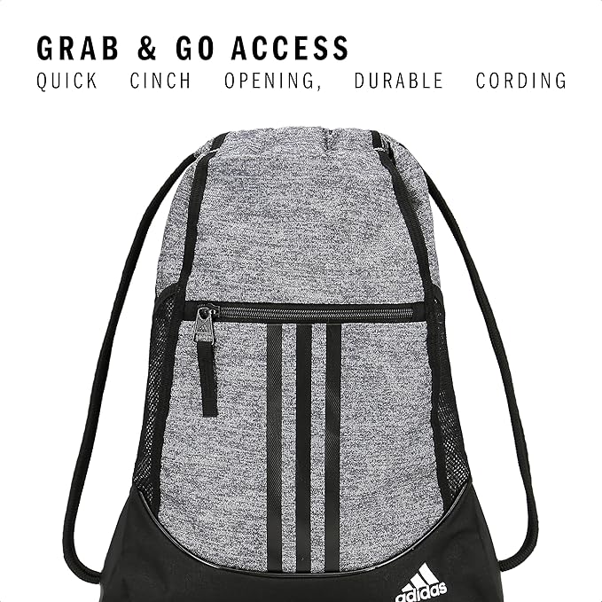 adidas Alliance Sackpack – Drawstring Backpack for Sports, Small Gym Bag