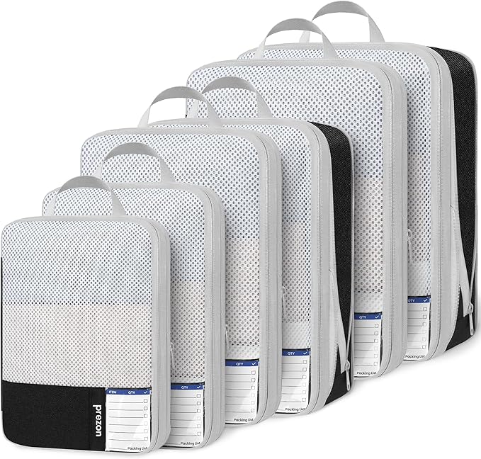Compression Packing Cubes for Travel, Lightweight Vacation Travel Essentials, Travel Accessories for Suitcase Organizer Bags Set, Durable Luggage Organizer