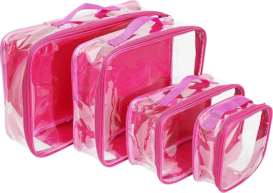 Clear Packing Cubes set of 4 / Packs 7-10 Days of Clothes/Premium PVC Plastic Storage Bags