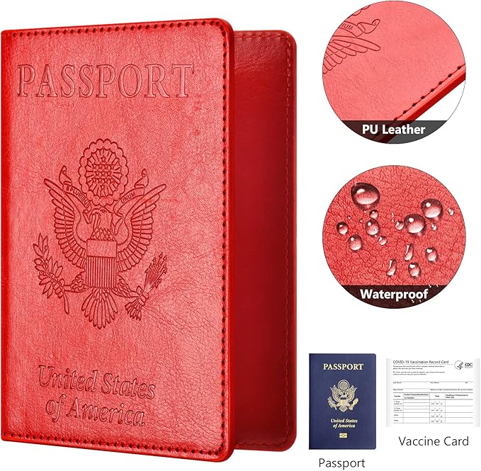 Eoehro Passport Holder for Travel Essentials-2Pack, Passport Wallet Cover Case for Travel Must Haves Accessories,Passport Book Holders for Women and Men