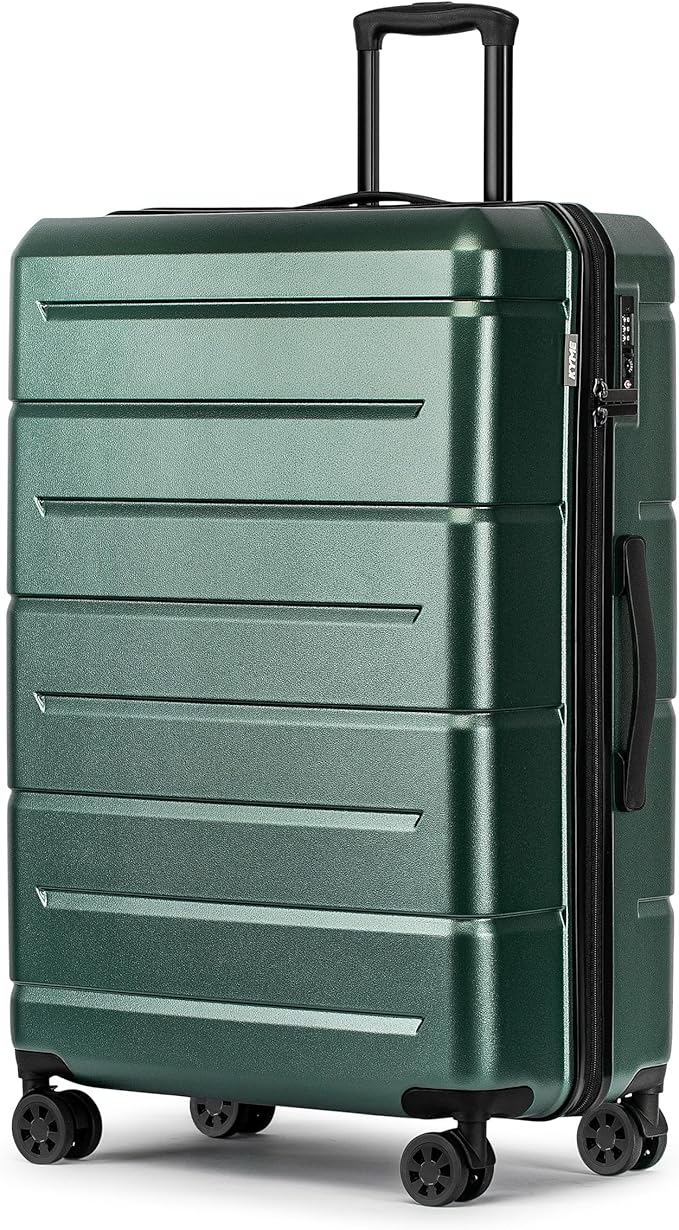 KYME 28 Inch Luggage with Wheels Hardshell Large Suitcase Lightweight Big Checked Luggage with TSA Lock Travel Rolling Suitcase for Women Men Green