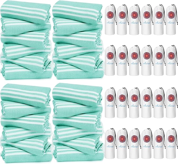 24 Pack Turkish Beach Towels Quick Dry Sand Free Oversized Bath Pool Swim Towel Extra Large XL Blanket Adult Travel Cruise Accessories Must Haves Clearance Stuff Necessities Vacation Essentials