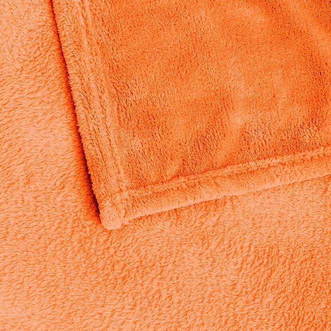 BEDELITE Fleece Blankets Queen Size Orange Throw Blankets for Bed, Luxury Plush Cozy Fuzzy Blanket 90x90 inches, Super Soft & Warm Blankets for All Seasons