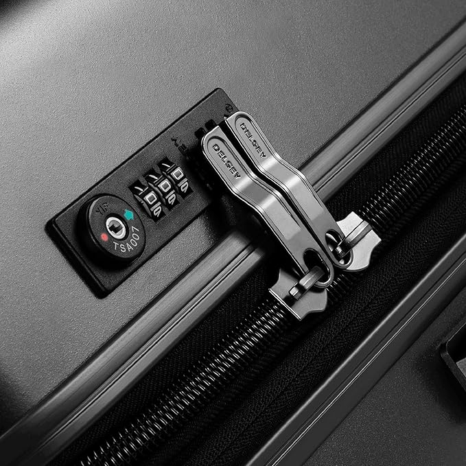 DELSEY PARIS Titanium Hardside Expandable Luggage with Spinner Wheels, Black, Carry-On 21 Inch