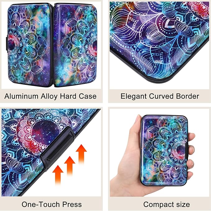 ELFISH Mini RFID Aluminum Wallet Credit Cards Holder Business Card Case Metal ID Case for Men Women (Acolorful)