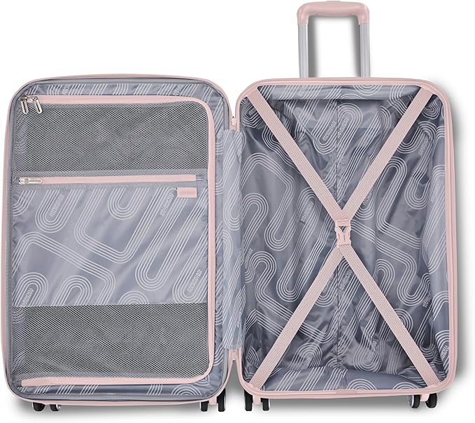 American Tourister Stratum 3.0 Carry-On Spinner, Airline Approved, Durable Hardside Luggage, Expands 1.5", RightHeight™ Adjustable Handle, Pink Blush