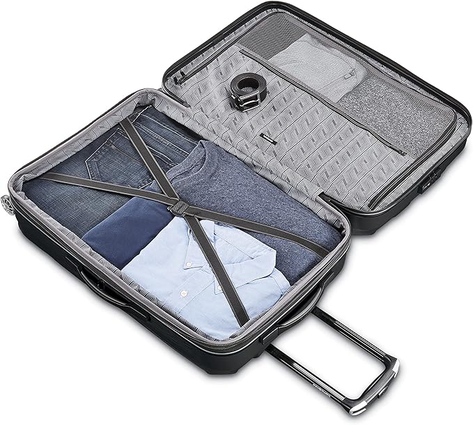 Samsonite Centric 2 Hardside Expandable Luggage with Spinner Wheels, Black, Checked-Medium 24-Inch