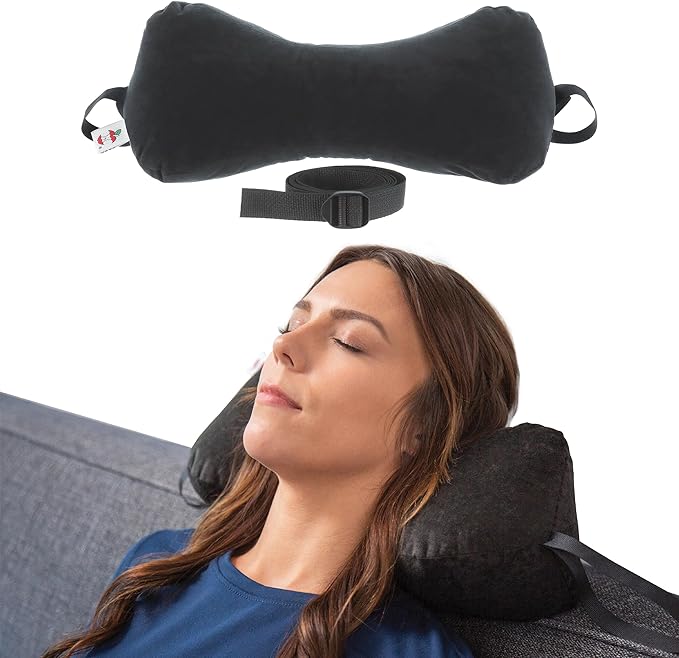 Core Products Sleep Log Bone Shaped Chiropractic Neck and Back Pillow for Cervical Support, Adjustable Firmness, Midsize - Travel or Use at Home, 13" x 6" x 6", 60" Strap