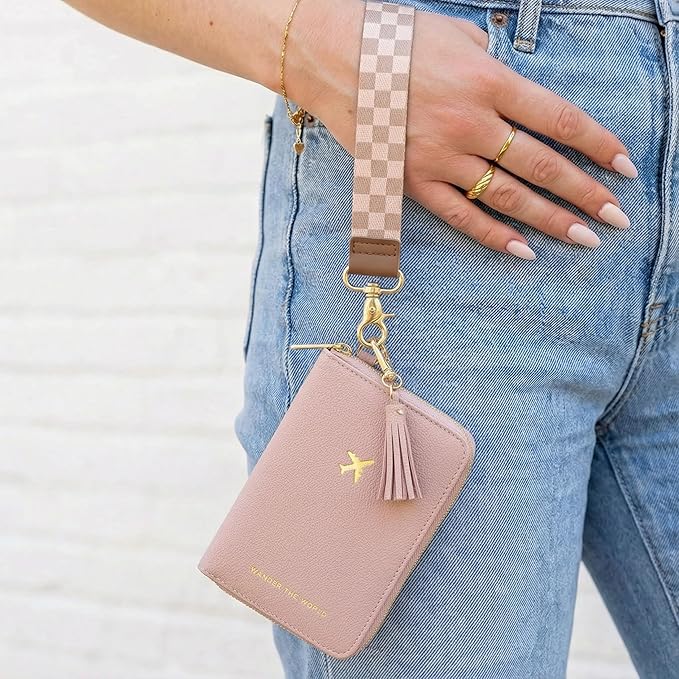 Beautiful Passport Holder for Travel with Wristlet Strap - All-in-One Wallet for Women with Card Slots and Tassel Keychain - Perfect Case to Keep Your Travel Documents Organized & Safe