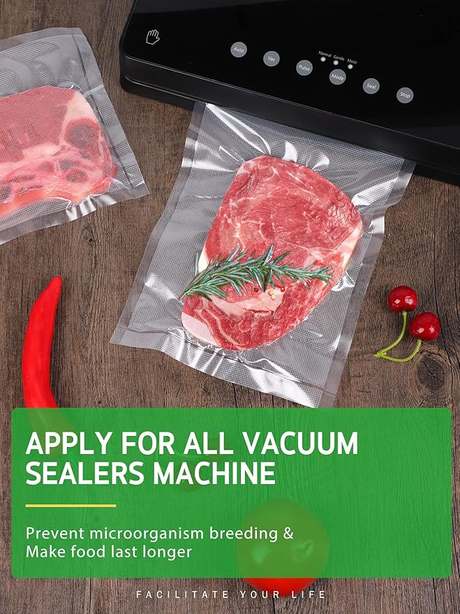 Syntus Vacuum Sealer Bags, 2 Pack 1 Roll 11" x 20' and 1 Roll 8" x 20' Commercial Grade Bag Rolls, Food Vac Bags for Storage, Meal Prep or Sous Vide