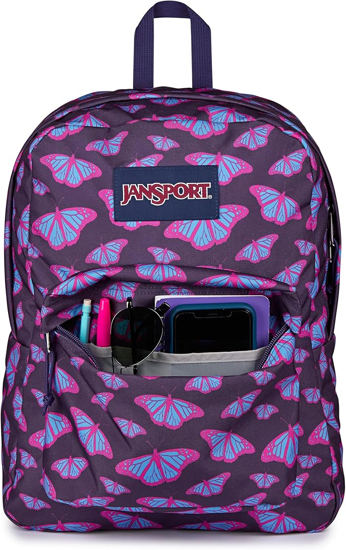 JanSport SuperBreak One Backpack - Durable, Lightweight Bag with 1 Main Compartment, Front Utility Pocket with Built-in Organizer, Premium Backpack, Flutter By Purple