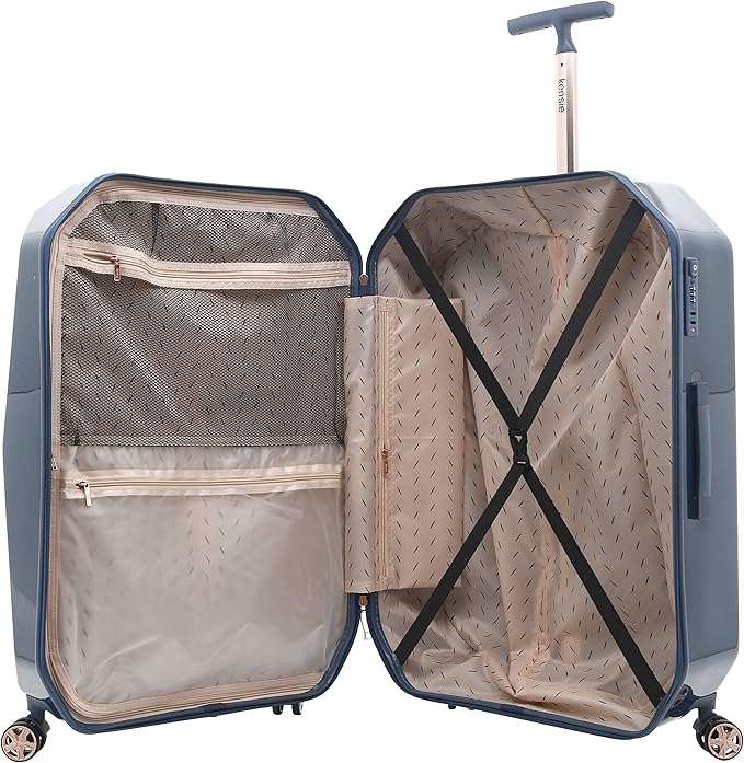 kensie Women's Gemstone Luggage Set, Midnight Blue, 2 Piece Set (28"/20")