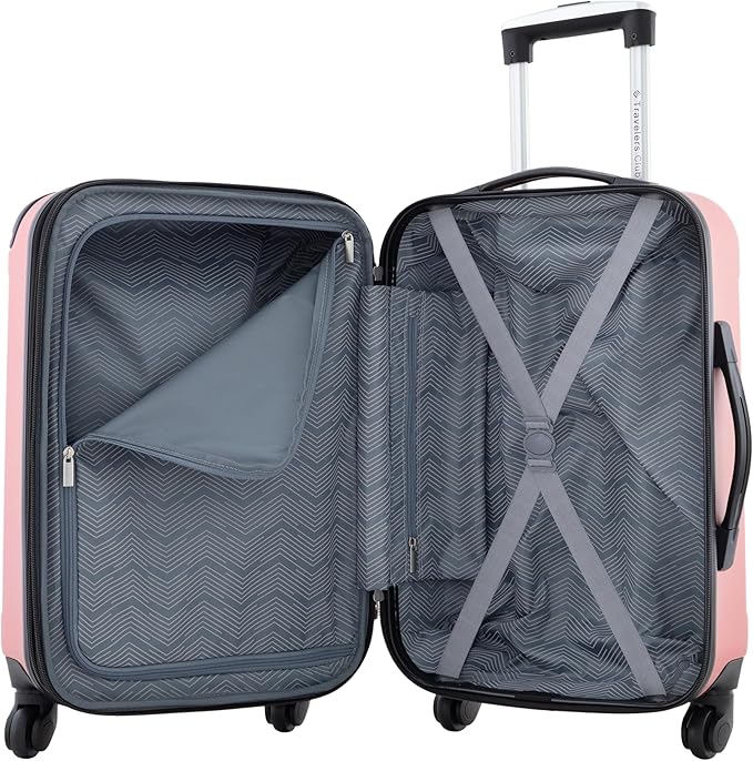 Travelers Club Chicago Hardside Expandable Spinner Luggage, Rose Gold, 22" Carry-On
