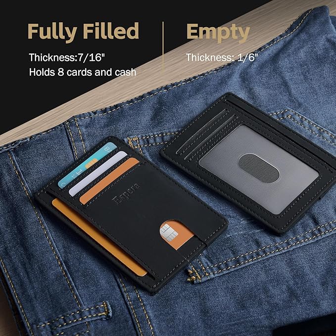 Espera Slim Minimalist Front Pocket Wallet for Men, RFID Blocking Credit Card Holder, Thin Travel ID Card Case, Gifts for Men