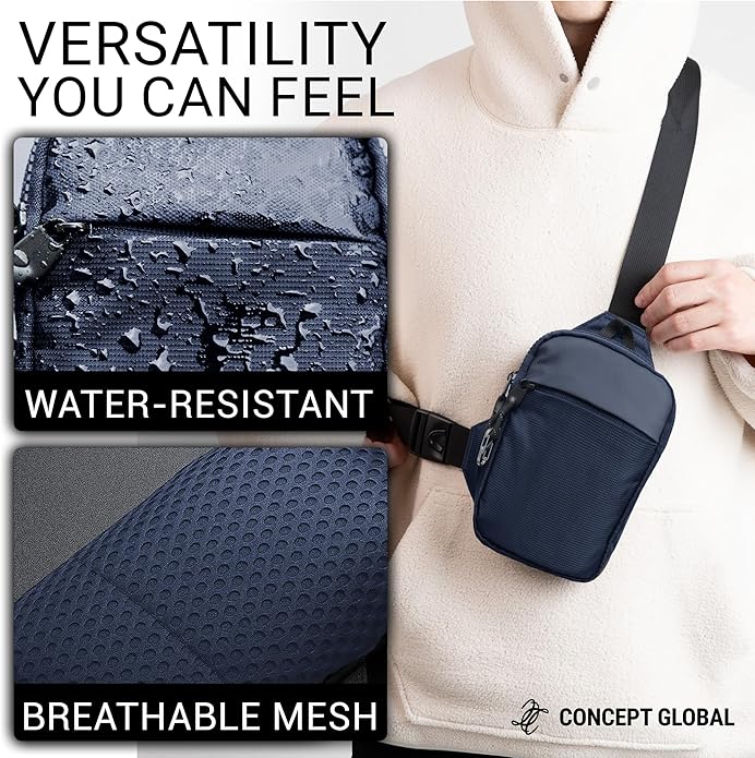 Travel Sling Bag for Men & Women - Water Resistant Crossbody Multipocket Chest Bag with Anti-Theft & RFID