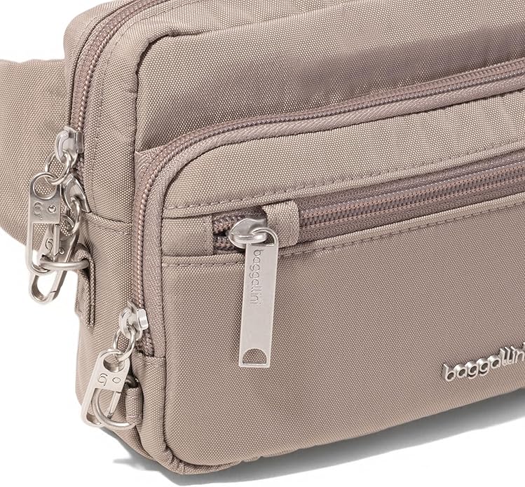 Baggallini Securtex Anti-theft Belt Bag 8.8"x5.5" Crossbody Fanny Pack for Women RFID Wallet Locking Zipper Travel Purse