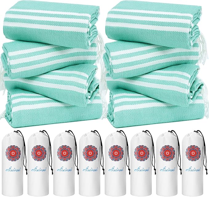 8 Pack Turkish Beach Towels Quick Dry Sand Free Oversized Bath Pool Swim Towel Extra Large XL Blanket Adult Travel Cruise Accessories Must Haves Clearance Stuff Necessities Vacation Essentials