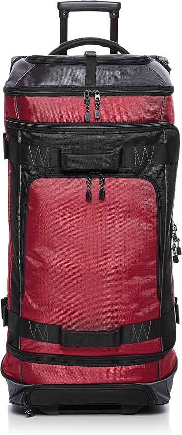 Amazon Basics Ripstop Wheeled Duffel, 35 Inch - Red