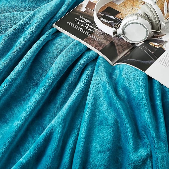 Hansleep Fleece Blanket Twin Size Teal, Soft Cozy Twin Blanket, Fuzzy Flannel Blanket for Bed, Sofa, Couch, Travel, Camping, Teal, 60x80 Inches