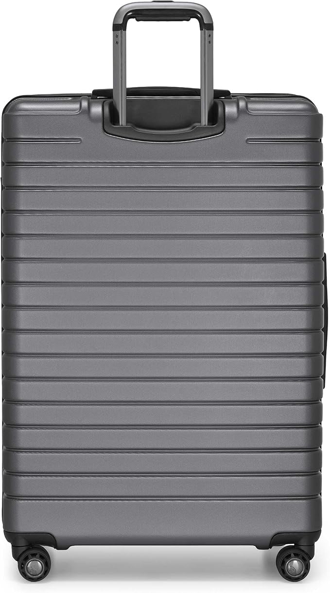 Traveler's Choice Archer Polycarbonate Hardside Spinner Luggage Set, Tie Down Straps, Grey, Checked 29-Inch