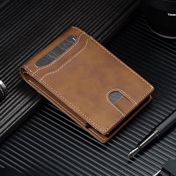 furid Card Wallet For Men Slim: Smart Rfid Minimalist Front Pocket Pop Up Wallet with ID Window - Gifts for Husband Father at Birthday Anniversary