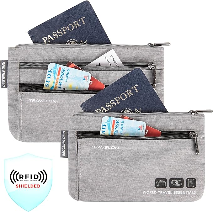 Travelon World Travel Essentials Set of 2 Currency and Passport Organizers
