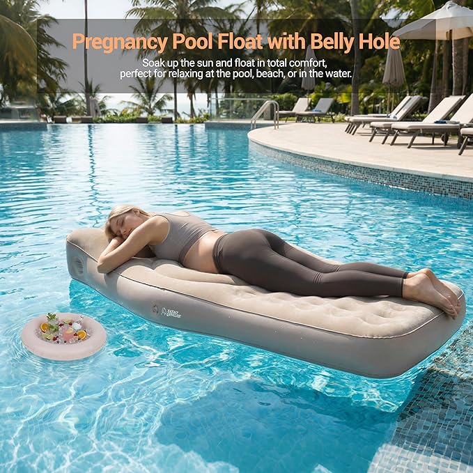 Inflatable Pregnancy Pillow with Belly & Head Hole, Prone Pregnancy Pillow for Stomach Sleepers, Belly Pillow Pregnancy Mattress for Pregnant Women, Maternity airbed Pool Float for Tummy Massage